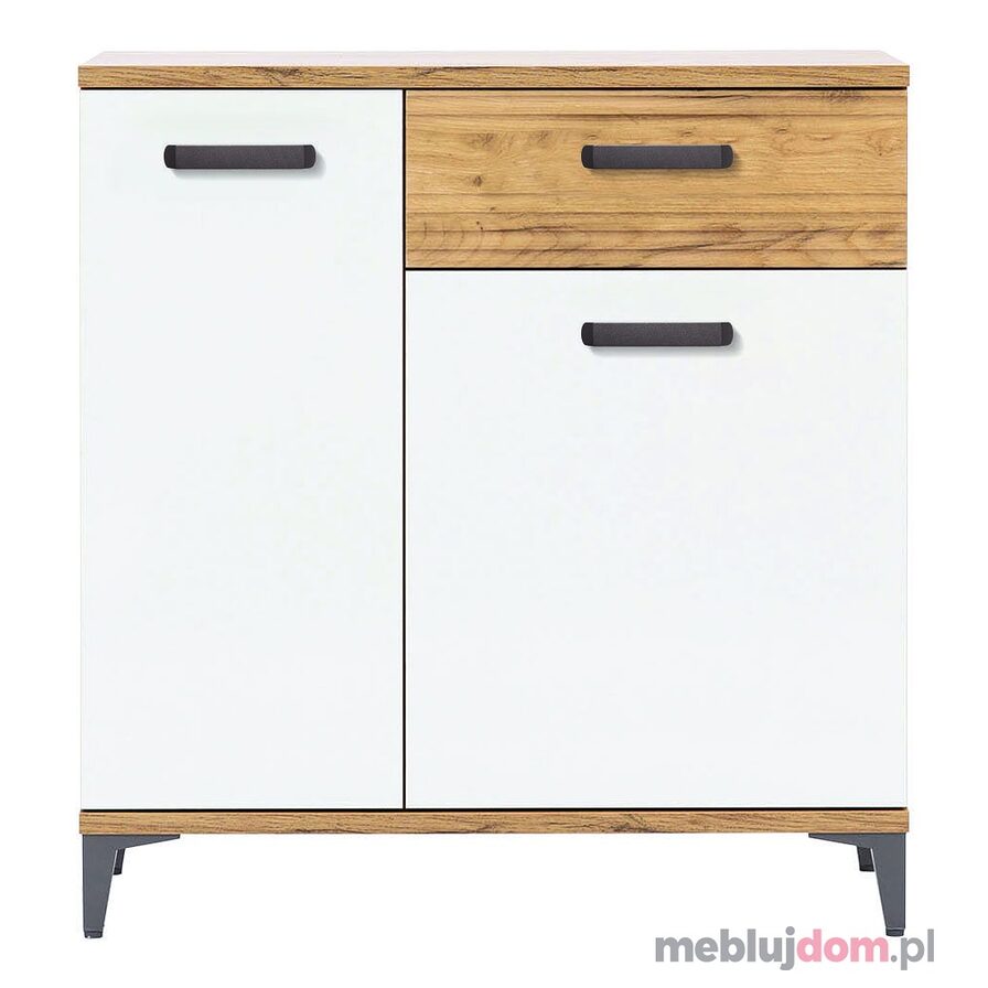 Komoda SNOBI SB2 Dąb Craft Złoty+ Biel Alpejska Połysk