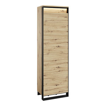 Szafa do przedpokoju QUANT QG-01 w kolorze dąb artisan + czarny z oświetleniem LED