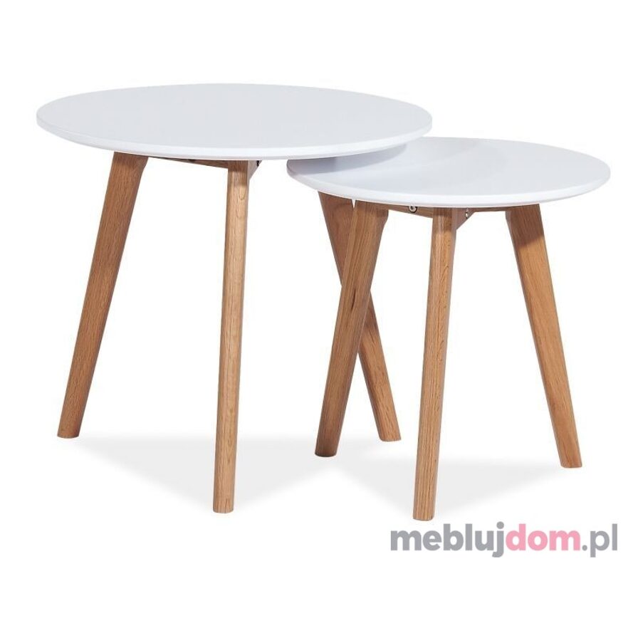 Zestaw stolików MILAN S2 Signal Dąb naturalny + biały