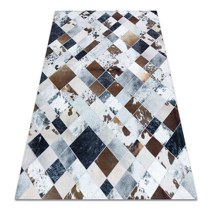 Dywan PATCHWORK 21720 beż / brązowy - Skóra bydlęca, Romby 
