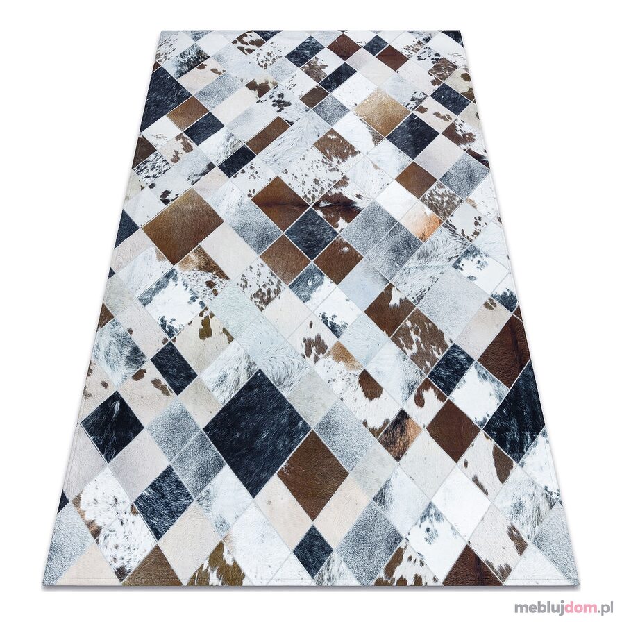 Dywan PATCHWORK 21720 beż / brązowy - Skóra bydlęca, Romby 