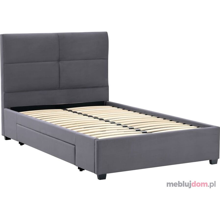 Szare łóżko tapicerowane LT3-FX 120x200 z szufladą
