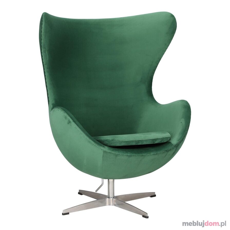 Fotel Jajo Velvet zielone/ srebrna podstawa