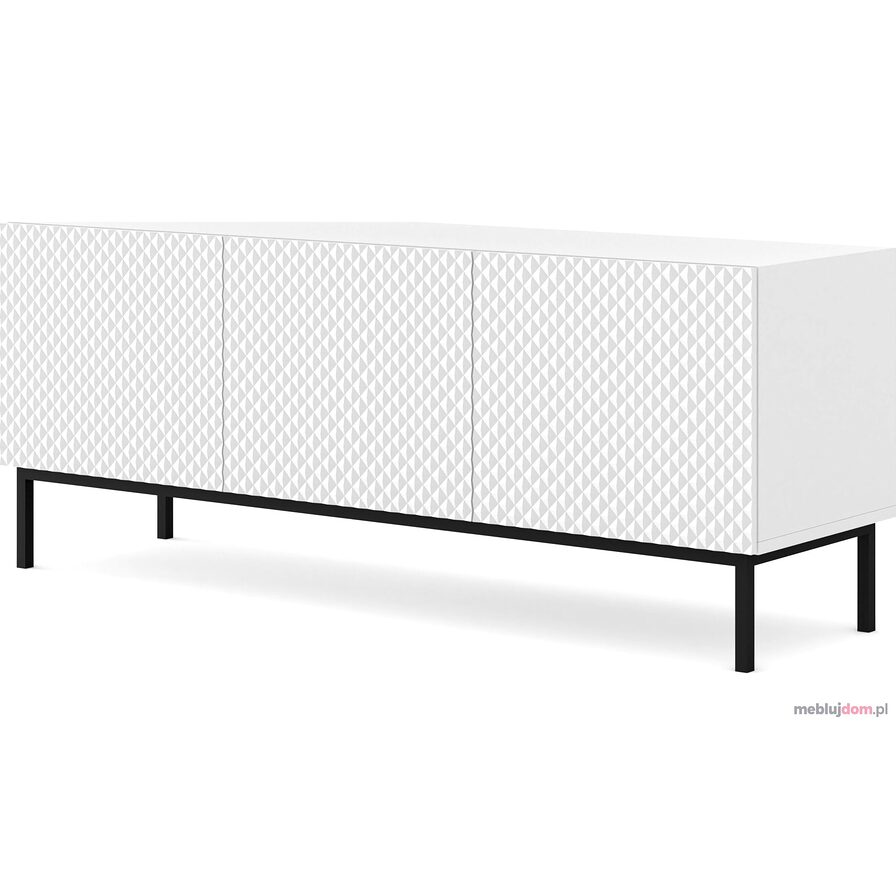 Szafka RTV RAVENNA DIAMOND 150 GLOSS BLACK FRAME - Biały połysk