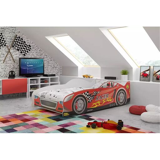 Łóżko dziecięce pojedyncze Cars 80X160, czerwone