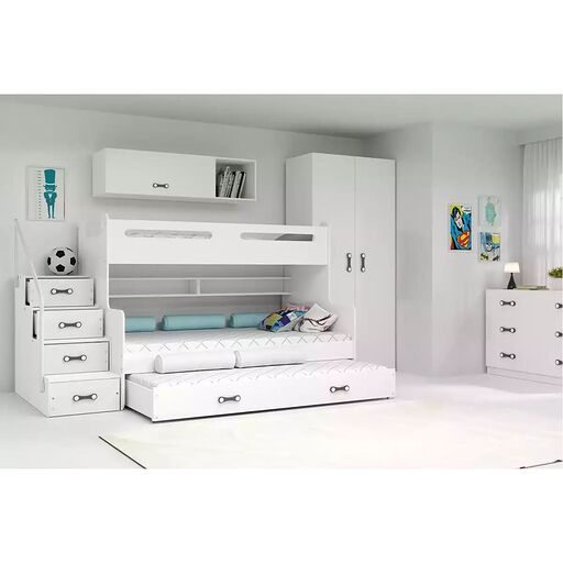 Łóżko młodzieżowe trzyosobowe MAX 3 120X200 z szufladą, białe