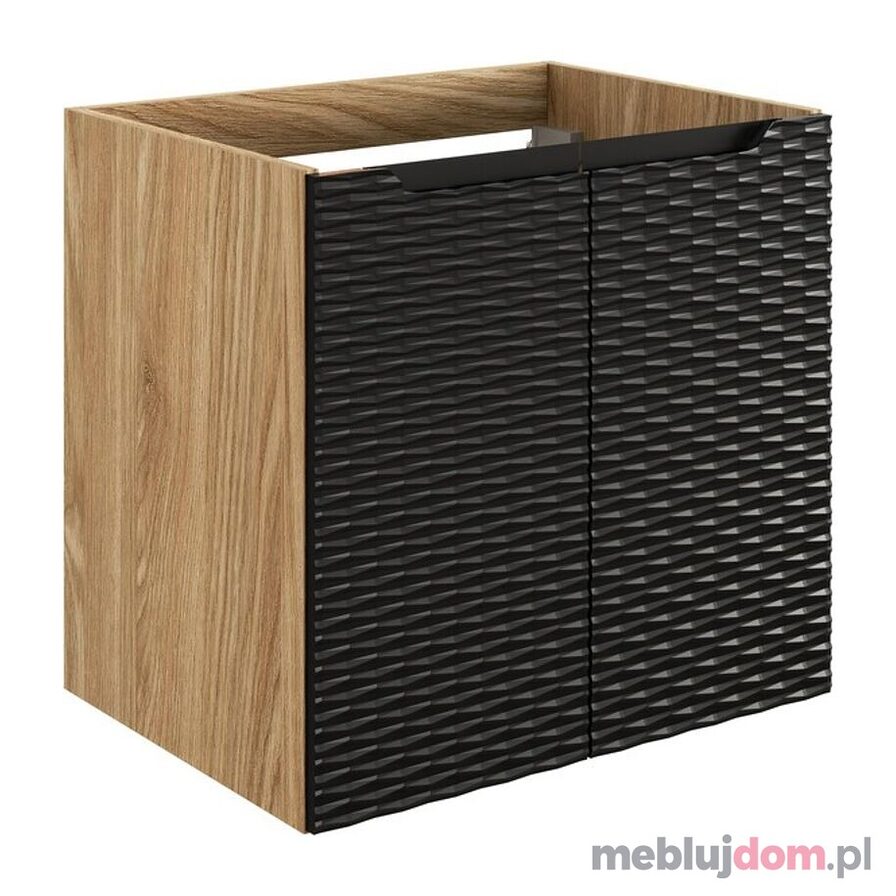 Szafka pod umywalkę OCEAN BLACK 82-60-2D - Czarny mat + dąb olejowany