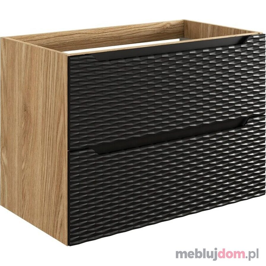 Szafka pod umywalkę OCEAN BLACK 82-80-2S - Czarny mat + dąb olejowany