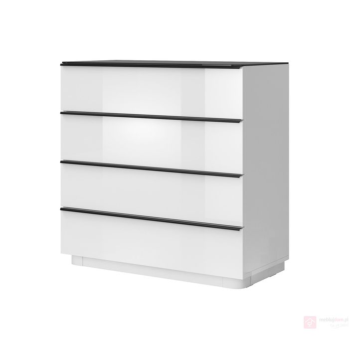 Komoda TOGO 27 (Biały + białe szkło + czarne szkło)