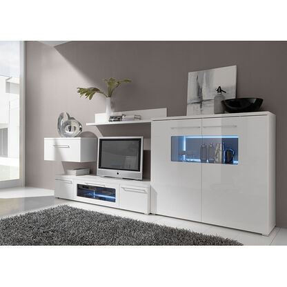 Meblościanka GIMO 04 (Biały + biały połysk)