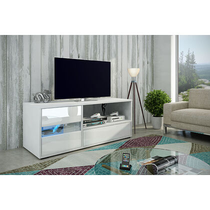 Szafka RTV GLOBAL 1 (Biały + biały połysk)