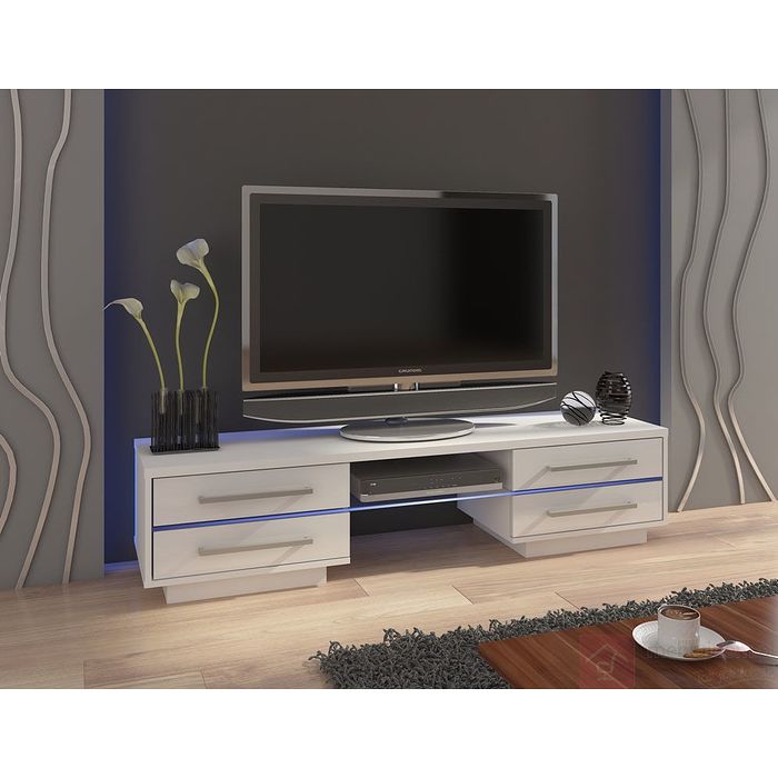 Szafka RTV LAGUNA (Biały + biały połysk)