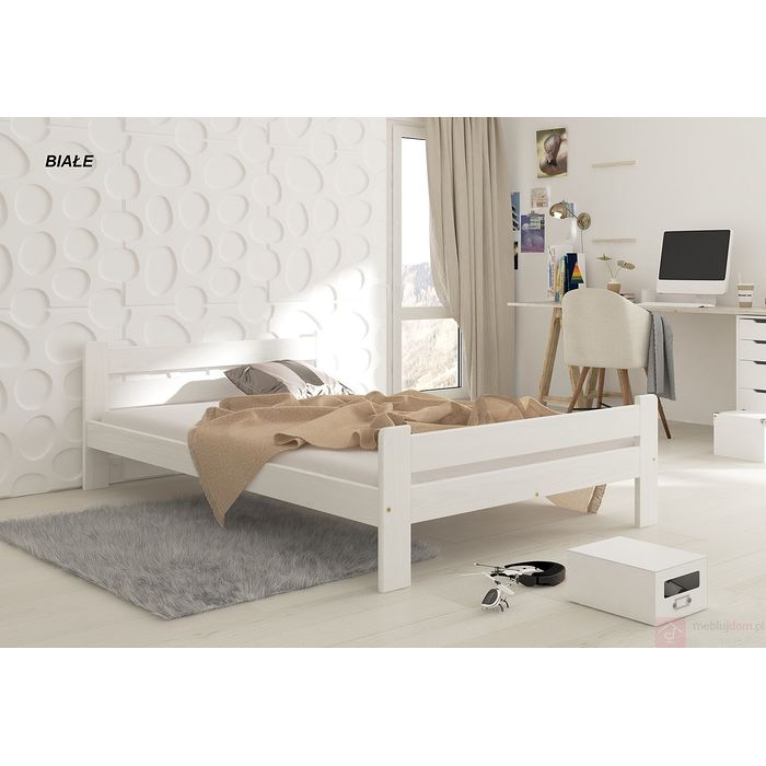 Łóżko drewniane MONI MAXI (Białe)