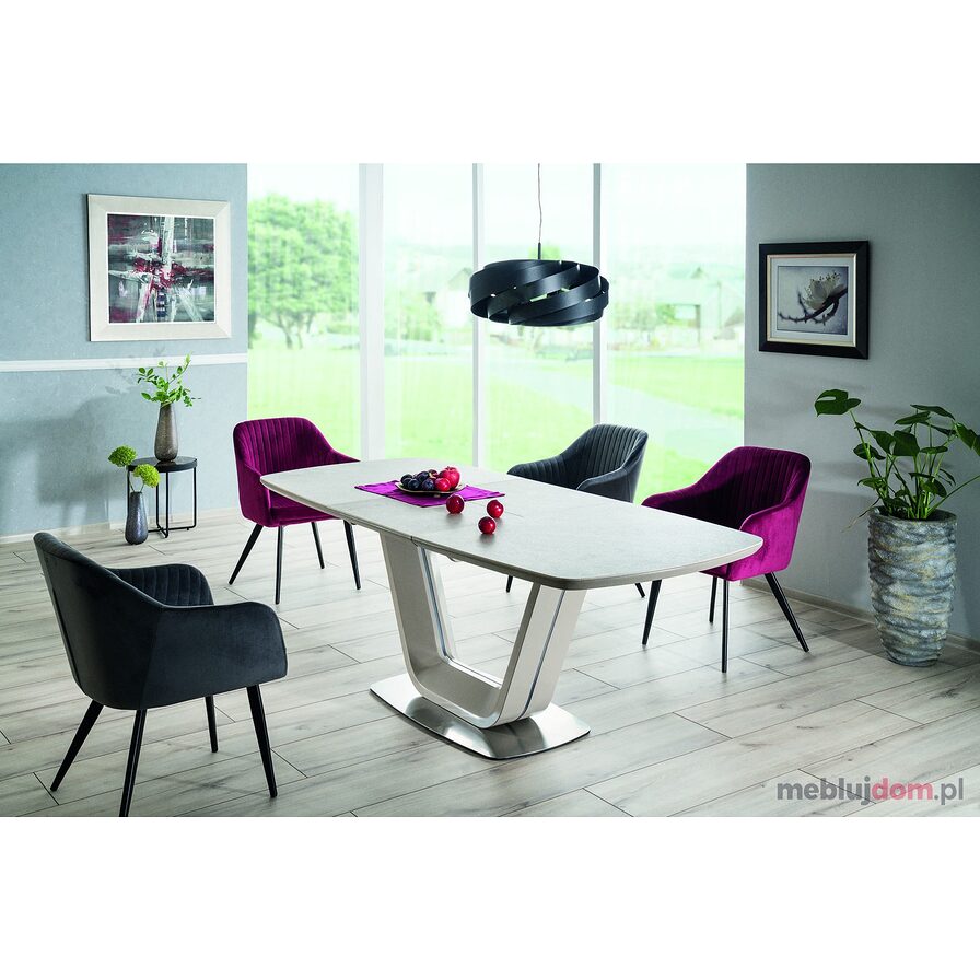 Stół ARMANI CERAMIC Signal aranżacja z krzesłami Elina Velvet