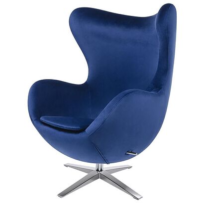 Fotel EGG SZEROKI VELVET ciemny niebieski przodem