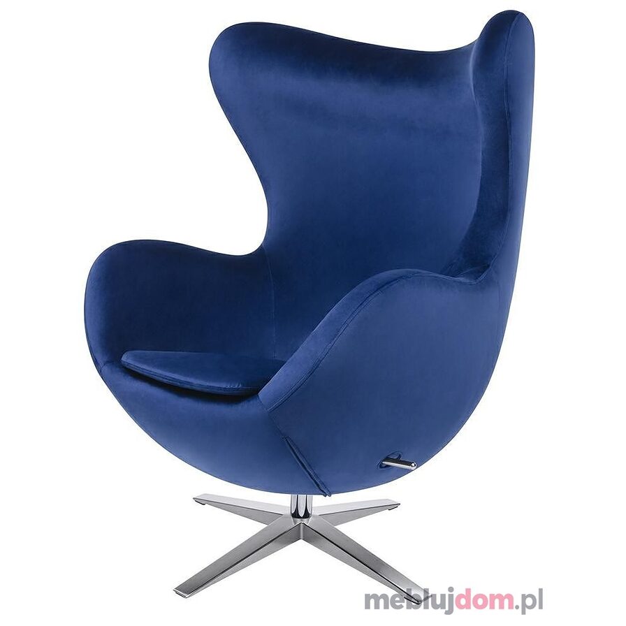 Fotel EGG SZEROKI VELVET ciemny niebieski przodem