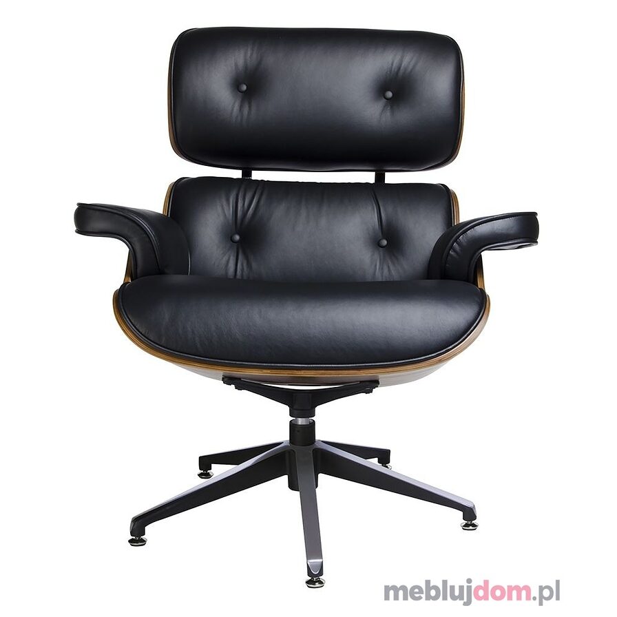 Fotel LOUNGE czarny + orzech frontem