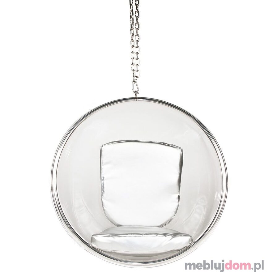 Fotel wiszący BUBBLE materiał ekoskóra srebro