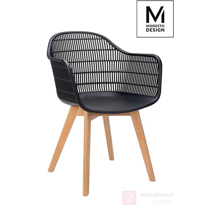 MODESTO krzesło BASKET ARM WOOD przodem