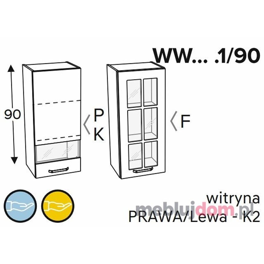 Szafka wisząca KAMMONO BLACK WW1 90