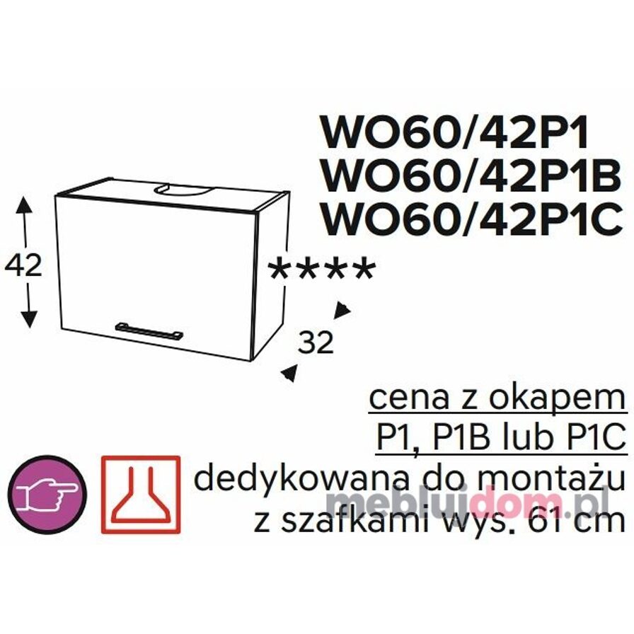 Szafka wisząca z okapem KAMMONO BLACK WO60