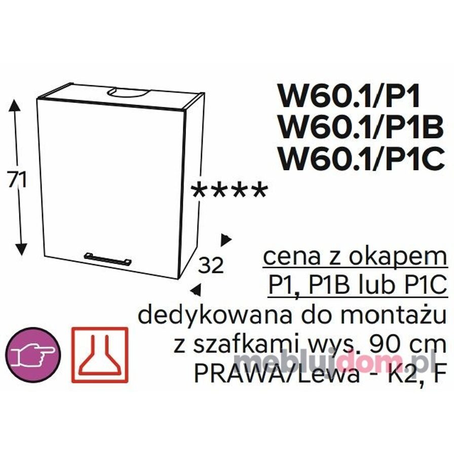 Szafka wisząca z okapem KAMMONO BLACK W60 1