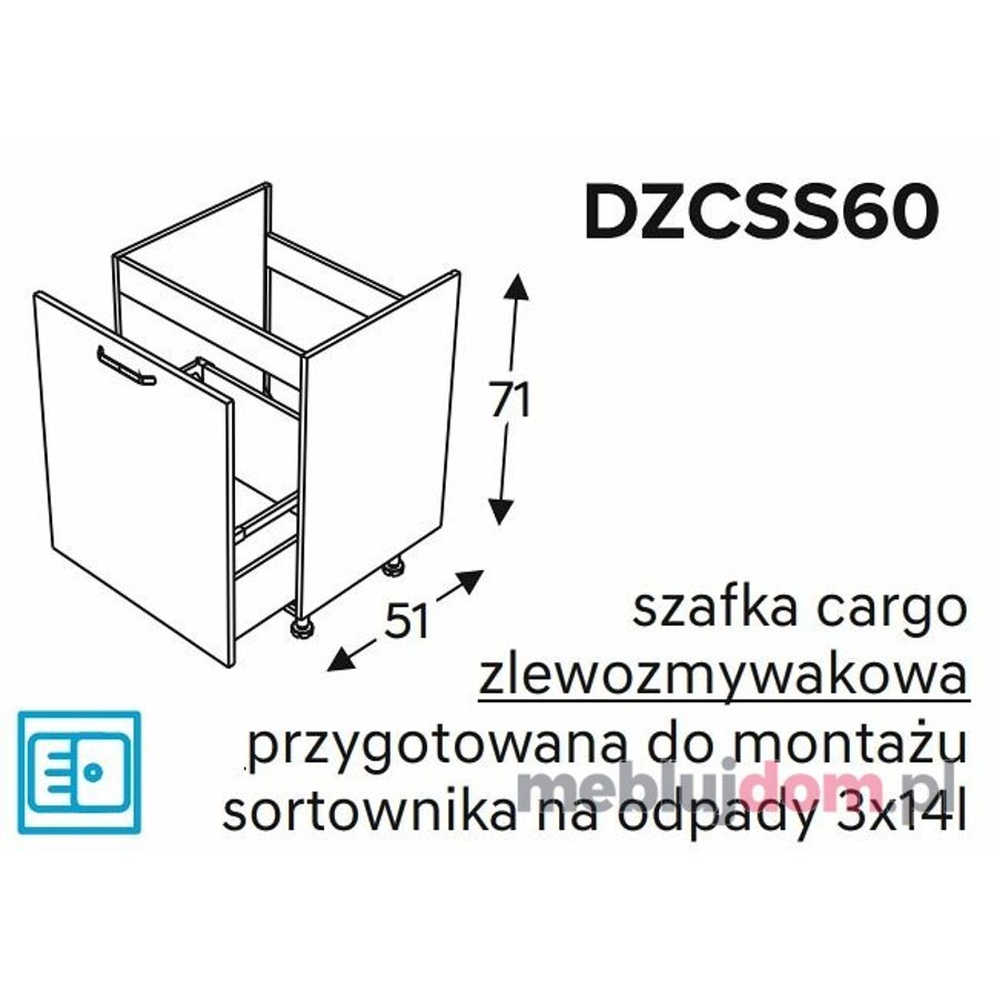 Szafka dolna KAMMONO DZCSS60 zlewozmywakowa