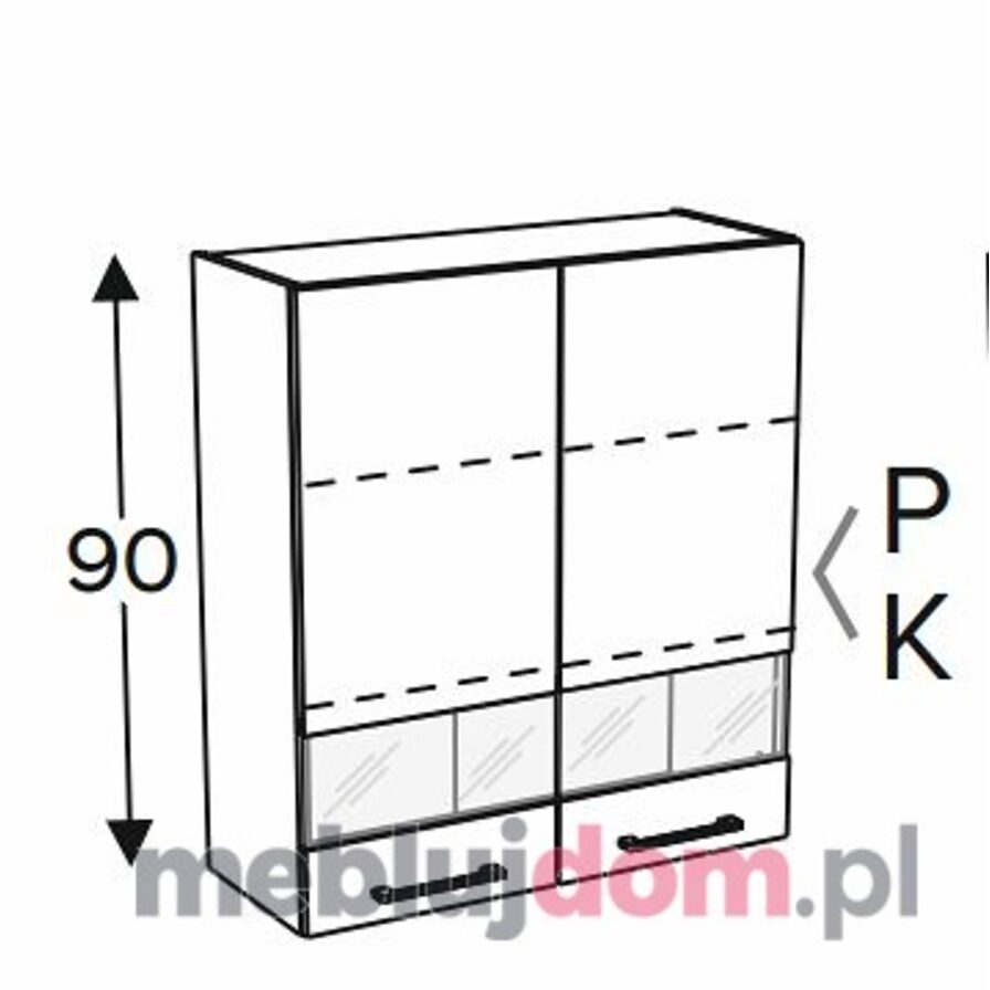 Szafka górna KAMMONO WW80 90 witryna