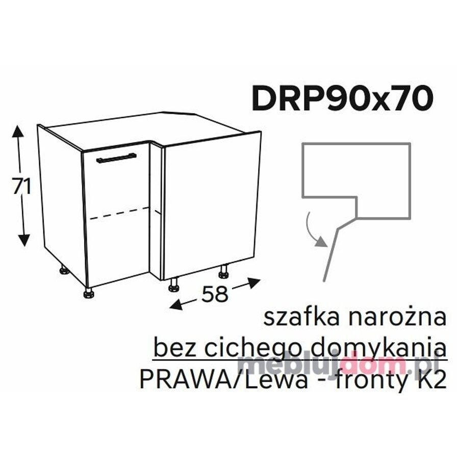 Szafka dolna KAMMONO CLASSIC DRP90x70 narożna