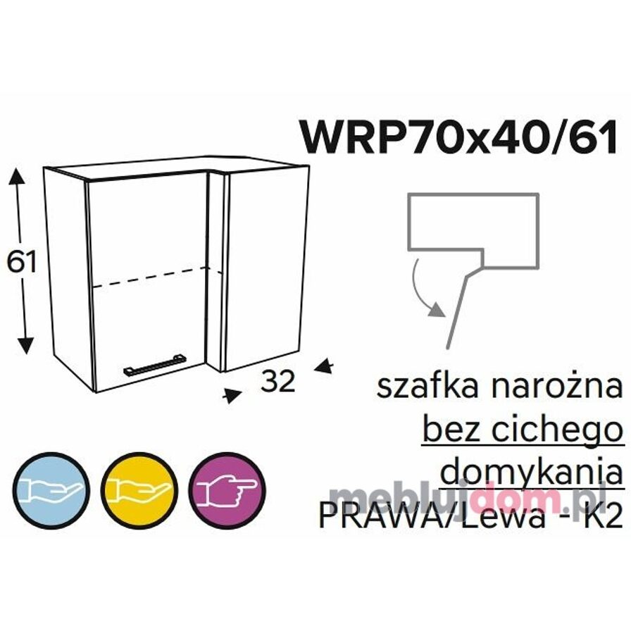 Szafka górna KAMMONO CLASSIC WRP70x40 61 narożna