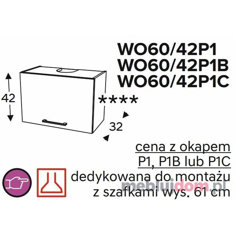Szafka górna KAMMONO CLASSIC WO60 42 z okapem