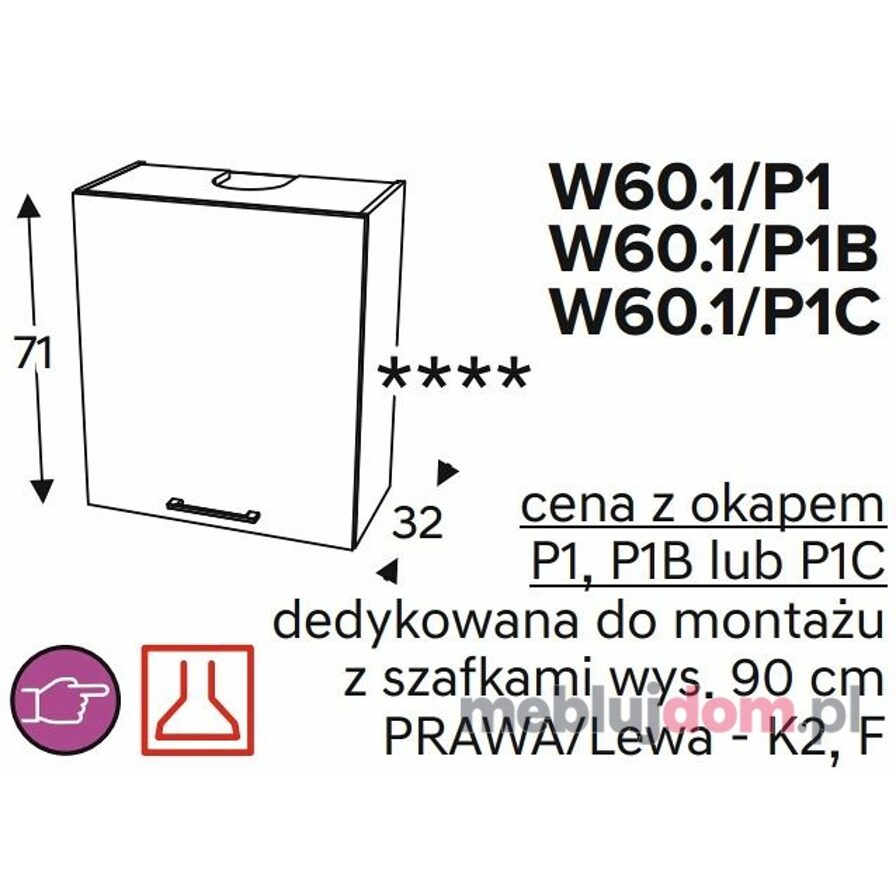 Szafka górna KAMMONO CLASSIC WO60 1 z okapem