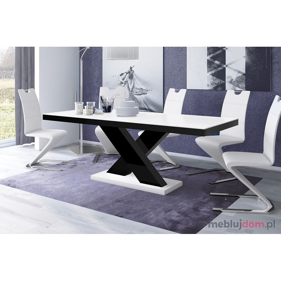 Stół rozkładany Xenon Lux 160 Hubertus biało - czarny