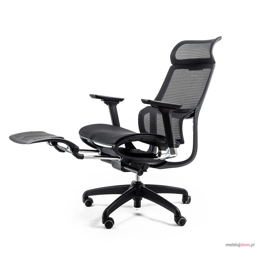 Fotel ergonomiczny SPACE Unique odchylony z wysuniętym podnóżkiem