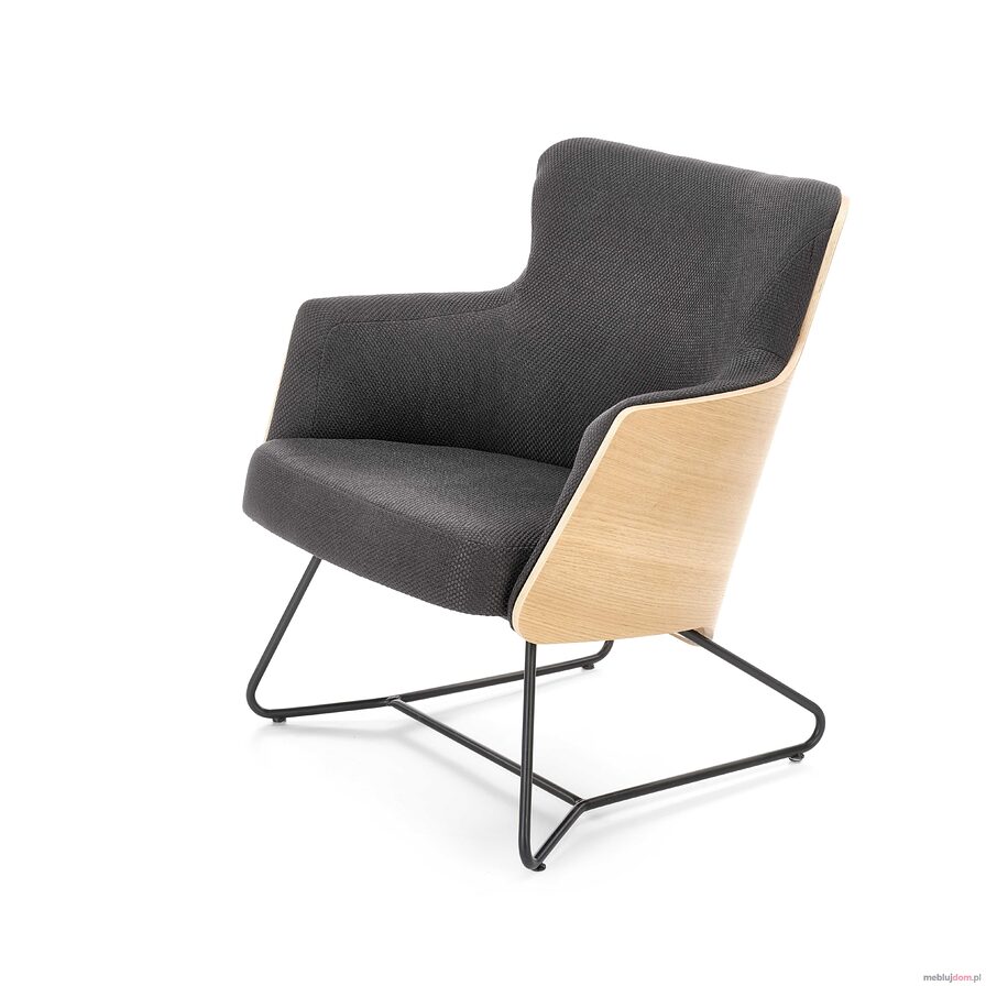 Fotel CHILLOUT Halmar ciemny popiel + dąb naturalny