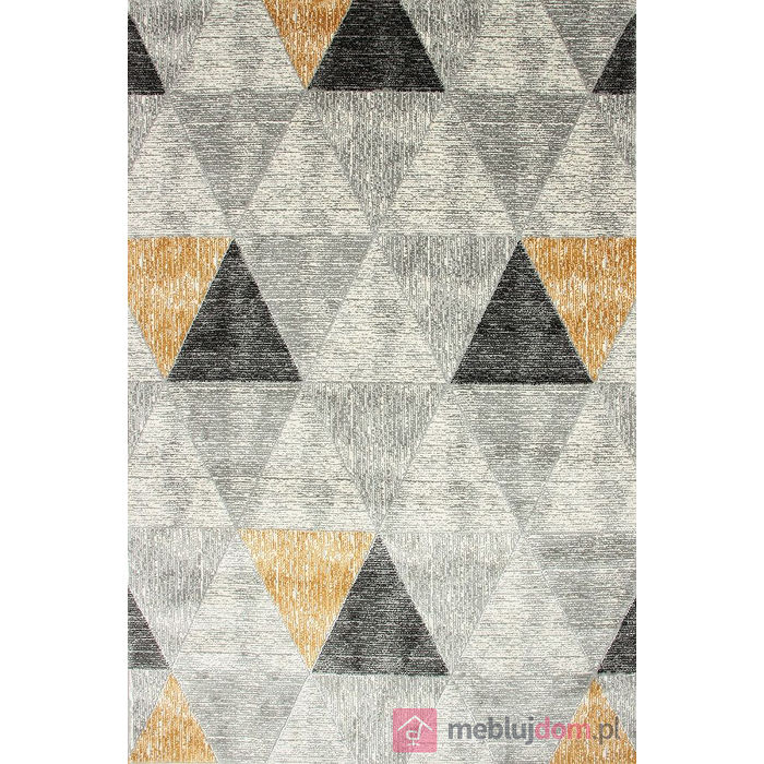 Dywan HOME W8493 CREAM/YELLOW Szaro-Czarno- Pomarańczowy