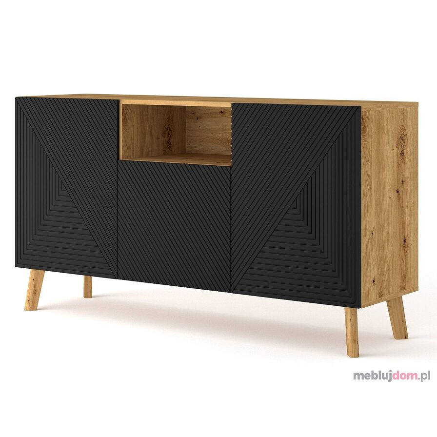 Komoda LEXI 146 dąb artisan na drewnianych nóżkach