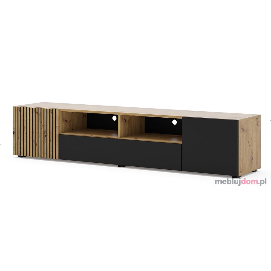 Szafka RTV AURIS 200 Dąb Artisan + Czarny Mat