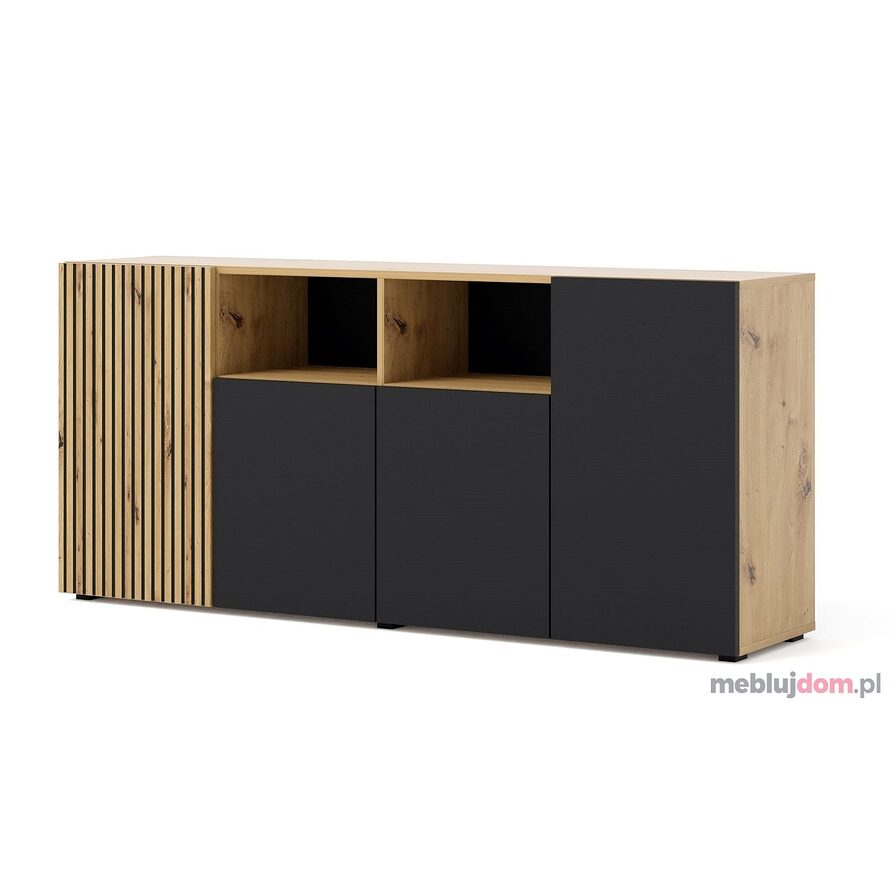 Komoda AURIS 4D Dąb Artisan + Czarny Mat 