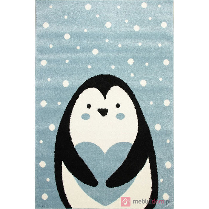 Dywan KIDDY D070A-SFS44 LIGHT BLUE dla dziecka niebieski z pingwinkiem