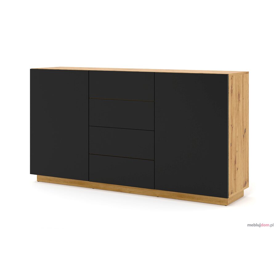 Komoda AURA 2D4S czarna matowa z korpusem w kolorze dąb artisan