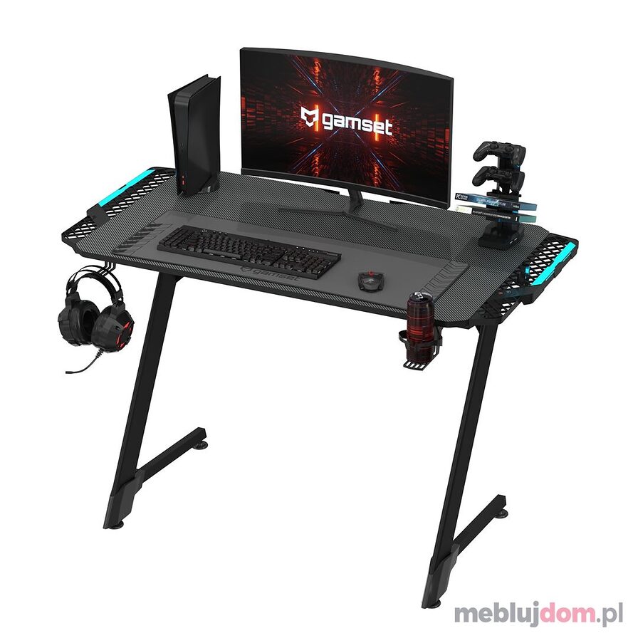 Biurko gamingowe SNAKE 1.0 Gamset LED carbon