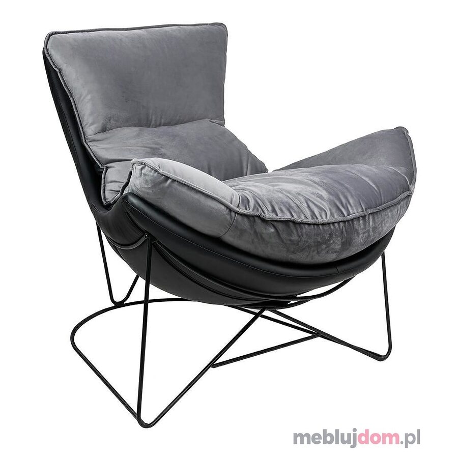 Fotel OTILIA STAND VELVET czarno-szary