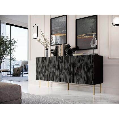 Komoda JUNGLE GOLD 152 Czarny Mat + Złoty