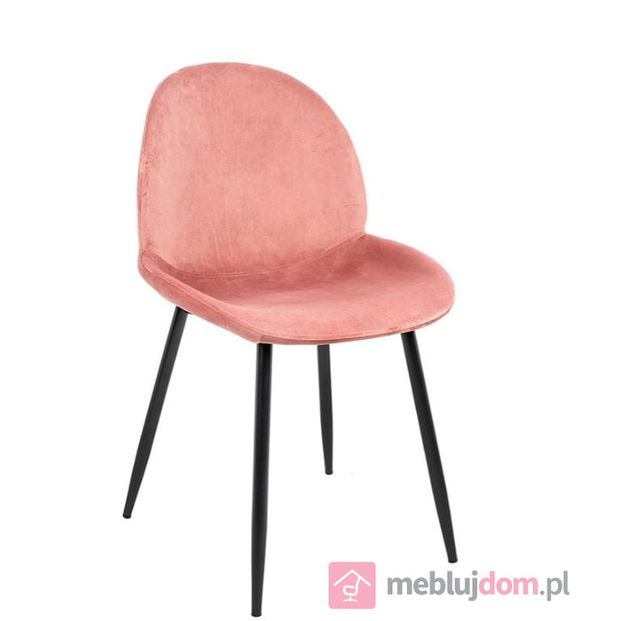 Krzesło SCOOP MODESTO DESIGN pudrowy róż na czarnym stelażu