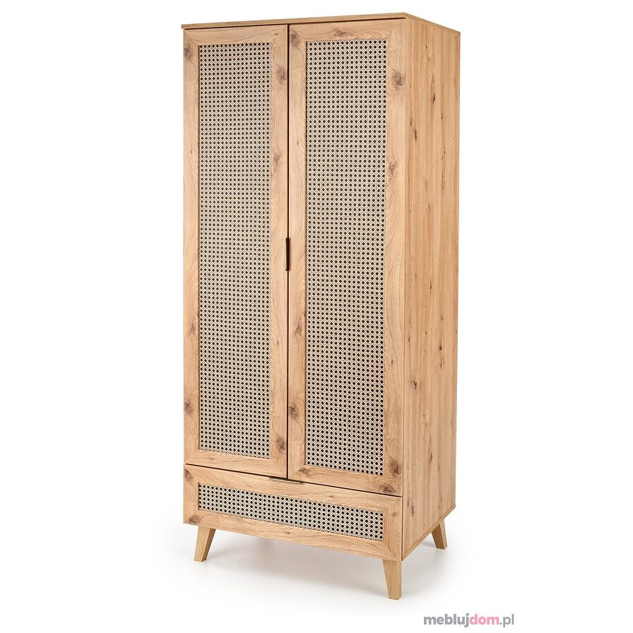 Dwudrzwiowa szafa BORNEO Halmar dąb artisan z szufladą w stylu BOHO 