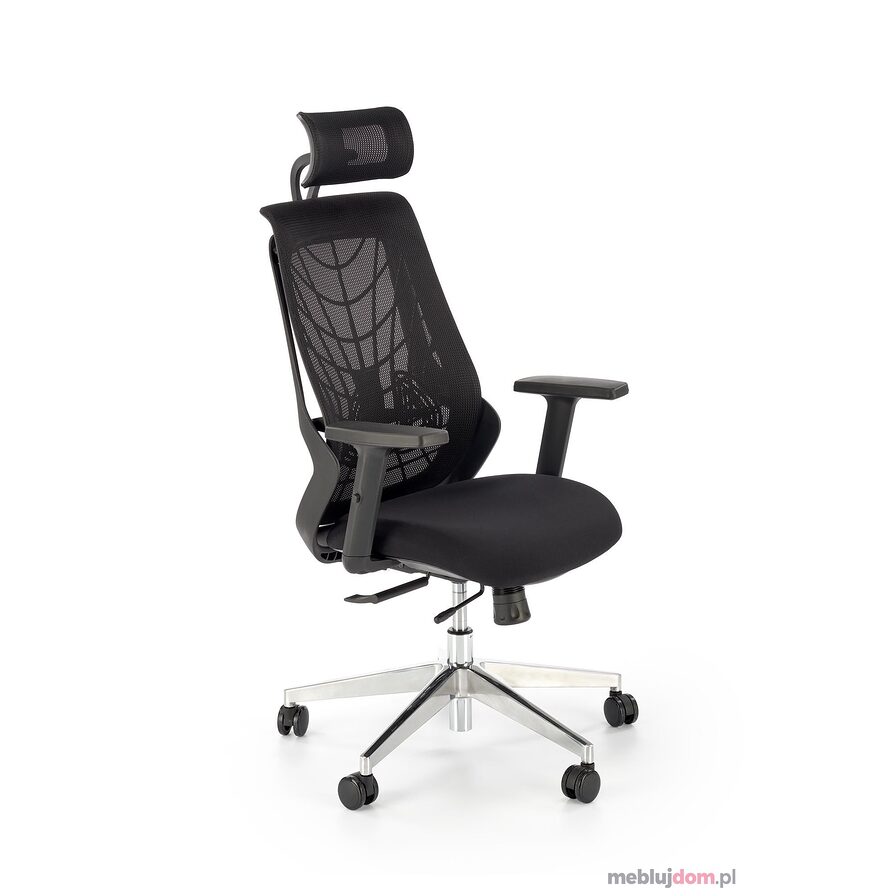 Fotel ergonomiczny GERONIMO Halmar czarny z aluminiową podstawą