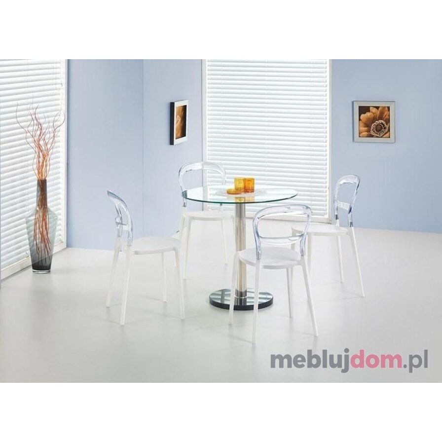 Stół CYRYL Halmar Przezroczysty, ⌀80 cm